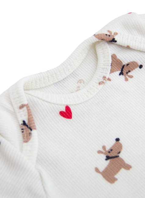 Conjunto Calça e Body Manga Longa Cachorrinho